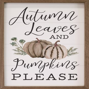 Autumn Leaves Pumpkins Please White